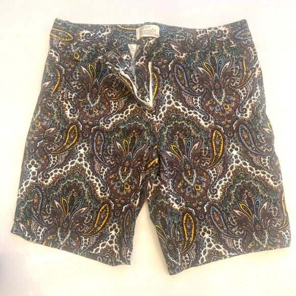 J Crew Bermuda Shorts Women Size 6‎ Paisley Floral Boho Beachy Stretch - Picture 6 of 7